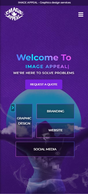 Image Appeal website homepage on mobile